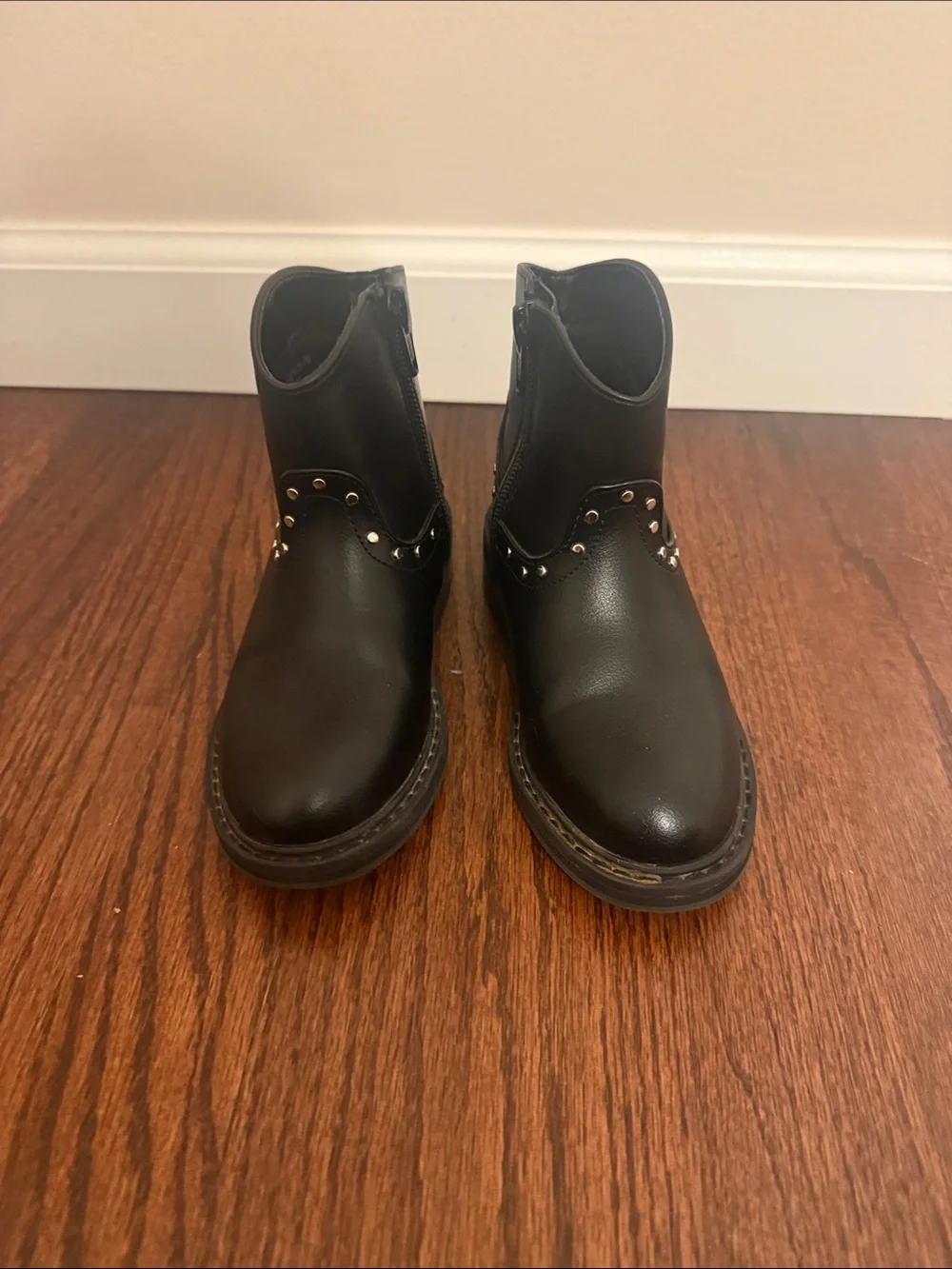 Nordstrom Kids Black Studded Zip Ankle Boots